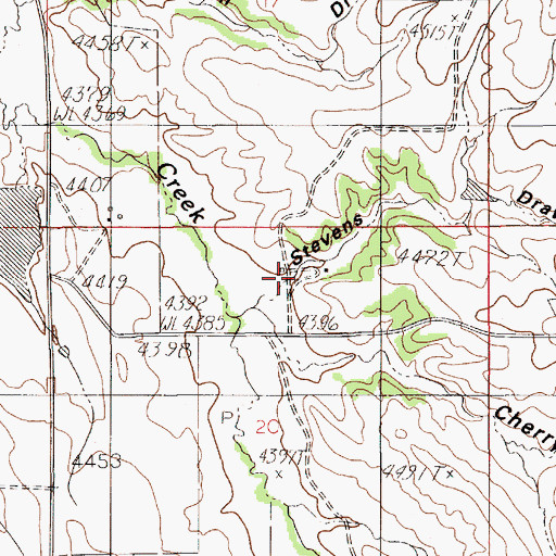 Topographic Map of Stevens Draw, WY