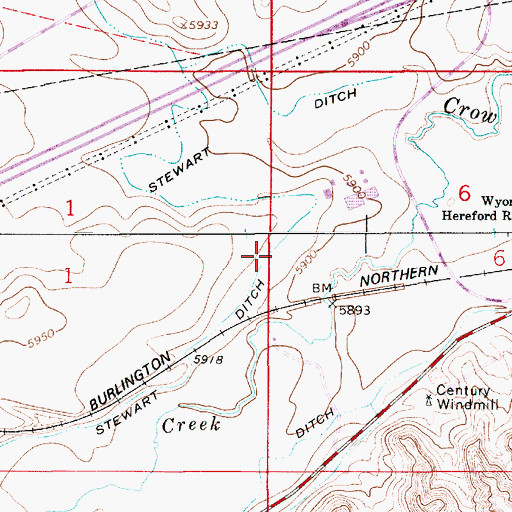 Topographic Map of Stewart Ditch, WY