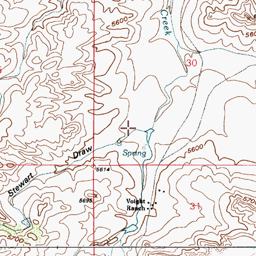 Topographic Map of Stewart Draw, WY