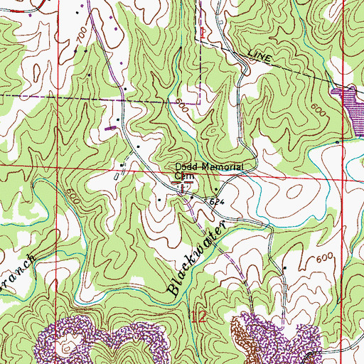 Topographic Map of Dodd Memorial Cemetery, AL