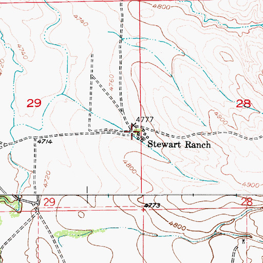 Topographic Map of Stewart Ranch, WY