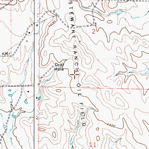 Topographic Map of Stewart Ranch Oil Field, WY