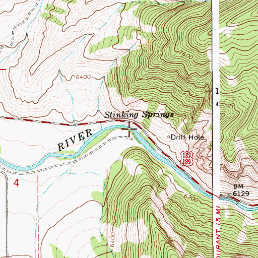 Topographic Map of Stinking Springs, WY