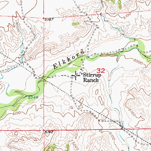 Topographic Map of Stirrup Ranch, WY