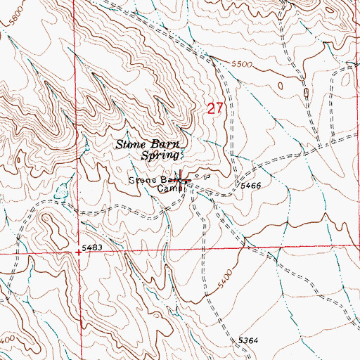 Topographic Map of Stone Barn Camp, WY