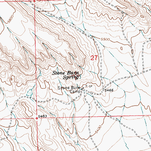 Topographic Map of Stone Barn Spring, WY