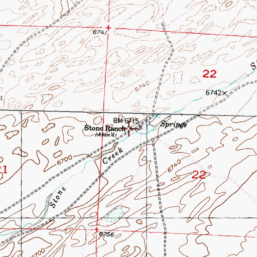 Topographic Map of Stone Ranch, WY