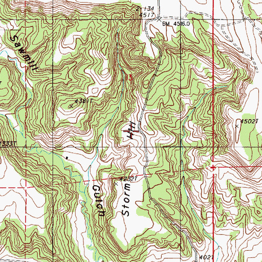 Topographic Map of Storm Hill, WY