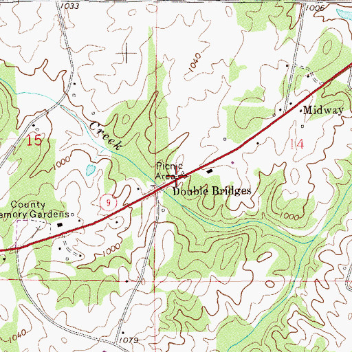 Topographic Map of Double Bridges, AL