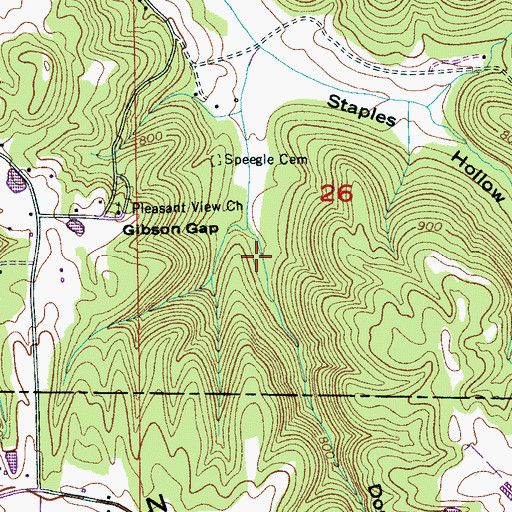 Topographic Map of Double Hollow, AL
