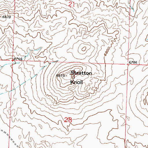 Topographic Map of Stratton Knoll, WY