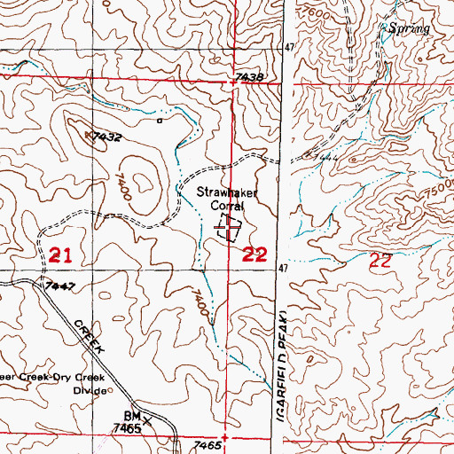Topographic Map of Strawhaker Corral, WY