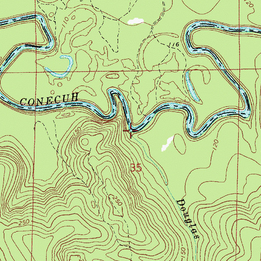 Topographic Map of Douglas Mill Creek, AL