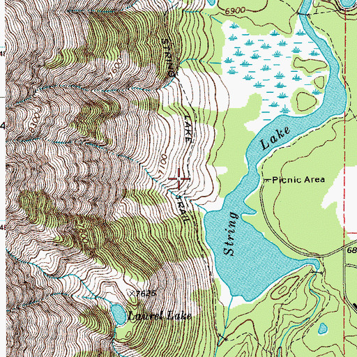 Topographic Map of String Lake Trail, WY