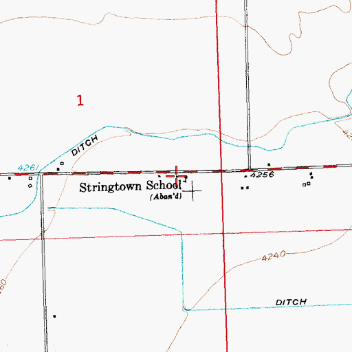 Topographic Map of Stringtown School, WY