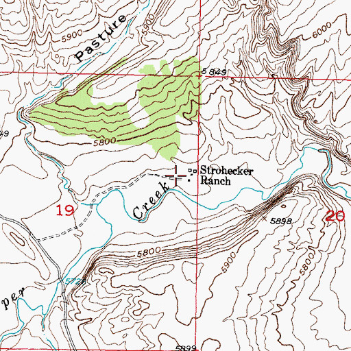 Topographic Map of Strohecker Ranch, WY