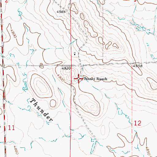 Topographic Map of Stuart Ranch, WY