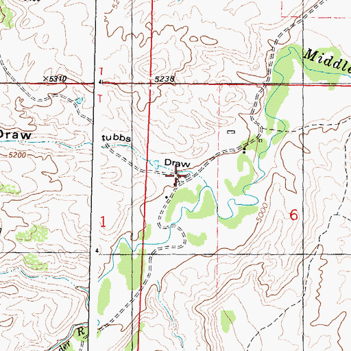 Topographic Map of Stubbs Draw, WY