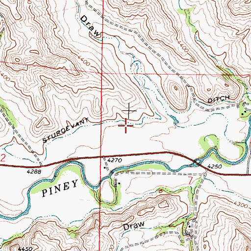 Topographic Map of Sturdevant Ditch, WY