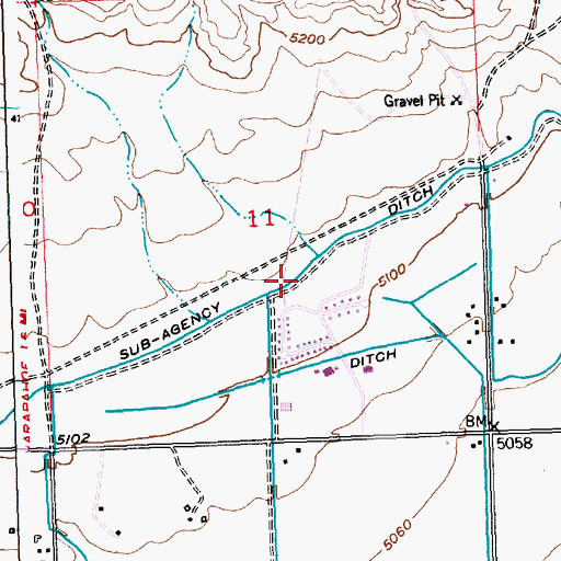 Topographic Map of Sub-Agency Ditch, WY