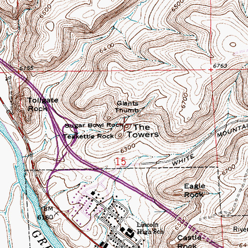Topographic Map of Sugar Bowl Rock, WY