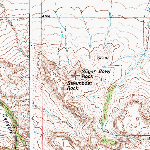 Topographic Map of Sugar Bowl Rock, WY