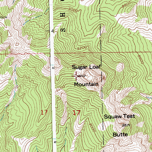 Topographic Map of Sugar Loaf Mountain, WY