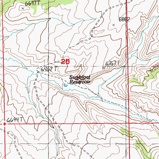 Topographic Map of Sugarloaf Reservoir, WY