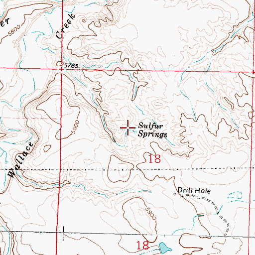 Topographic Map of Sulfur Springs, WY