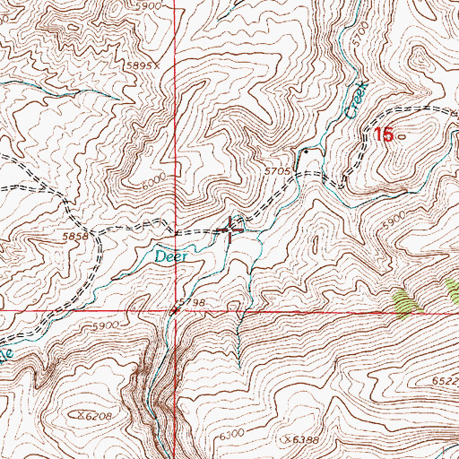 Topographic Map of Jackson Fork Little Deer Creek, WY