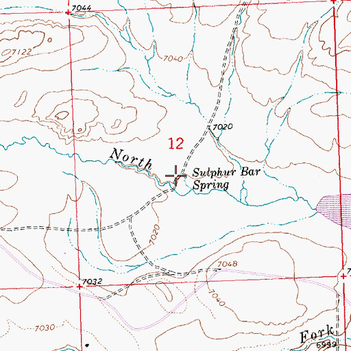 Topographic Map of Sulphur Bar Spring, WY