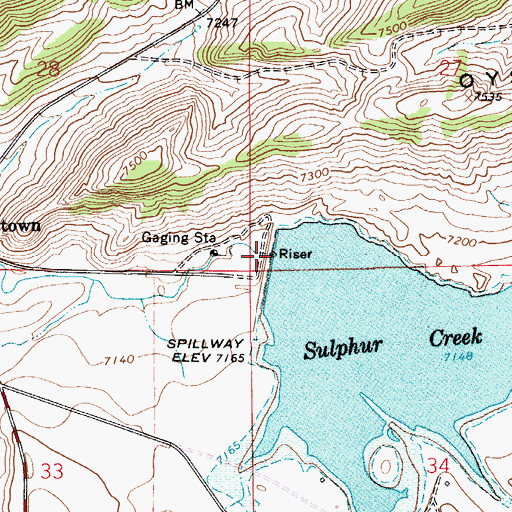 Topographic Map of Sulphur Creek Reservoir, WY