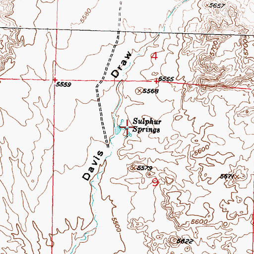 Topographic Map of Sulphur Springs, WY