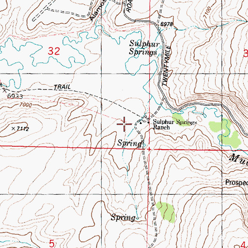 Topographic Map of Sulphur Springs Ranch, WY