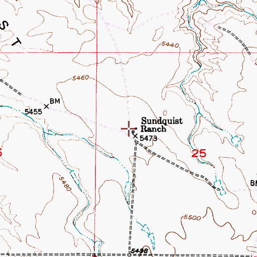 Topographic Map of Sundquist Ranch, WY