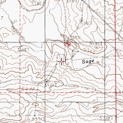 Topographic Map of Sundquist Ranch, WY