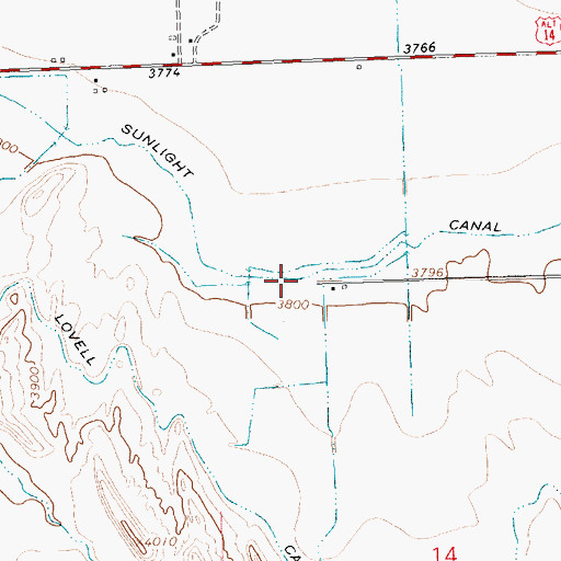 Topographic Map of Sunlight Canal, WY