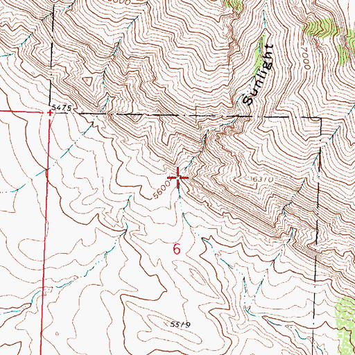 Topographic Map of Sunlight Canyon, WY
