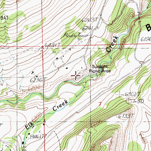 Topographic Map of Sunlight Picnic Ground, WY