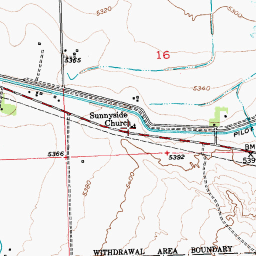 Topographic Map of Sunnyside Church, WY