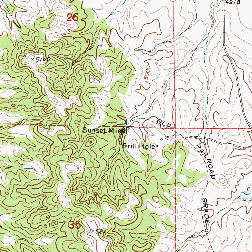 Topographic Map of Sunset Mine, WY