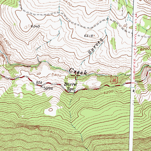 Topographic Map of Survey Creek, WY