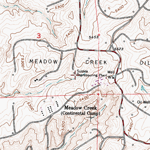 Topographic Map of Sussex Repressuring Plant, WY