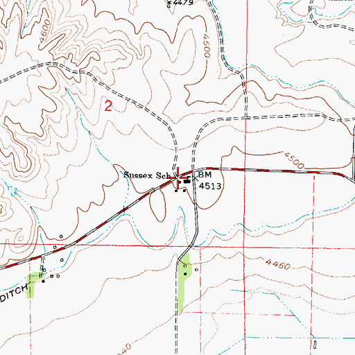 Topographic Map of Sussex School, WY