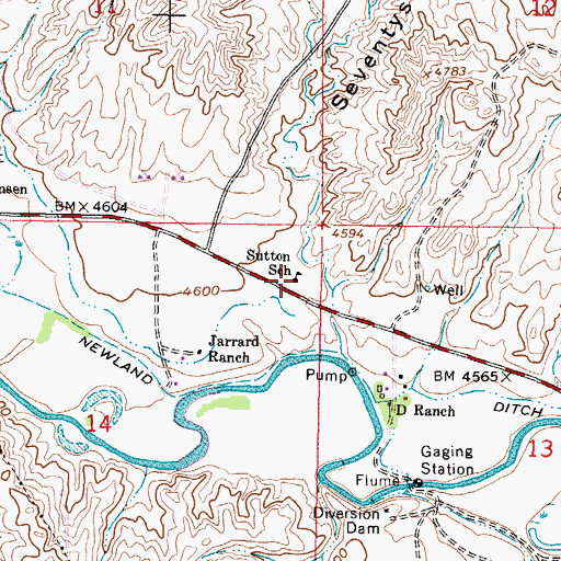 Topographic Map of Sutton School, WY