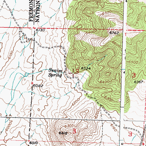 Topographic Map of Swaim Spring, WY