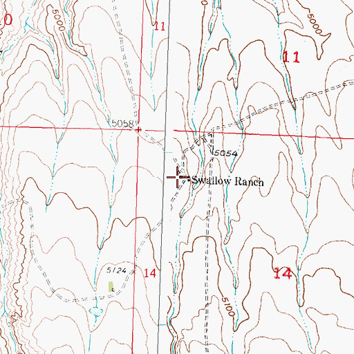 Topographic Map of Swallow Ranch, WY