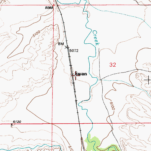 Topographic Map of Swan, WY