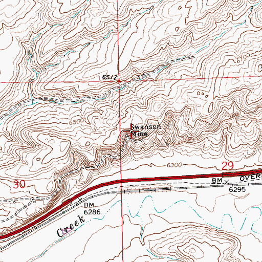 Topographic Map of Swanson Mine, WY