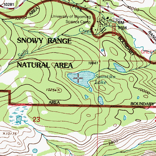Topographic Map of Swastika Lake, WY